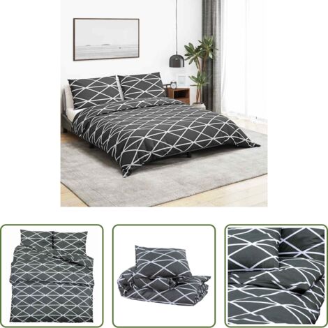 vidaXL Algodón -  Juego de funda nórdica algodón gris 140x200 cm