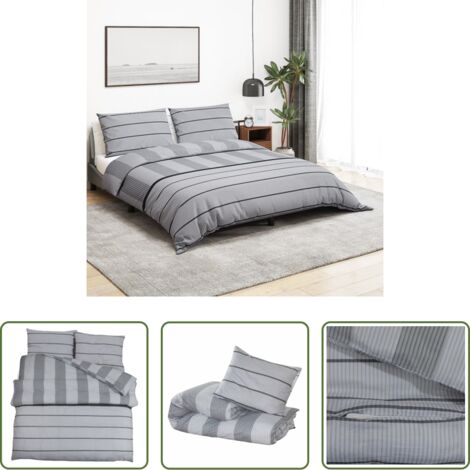 vidaXL Algodón -  Juego de funda nórdica algodón gris 140x200 cm