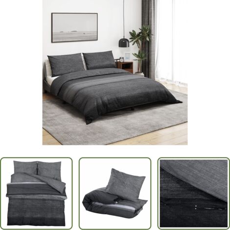 vidaXL Algodón -  Juego de funda nórdica algodón gris oscuro 140x200 cm