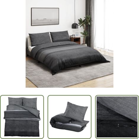 vidaXL Algodón -  Juego de funda nórdica algodón gris oscuro 200x200 cm