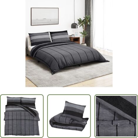 vidaXL Algodón -  Juego de funda nórdica algodón gris oscuro 200x200 cm