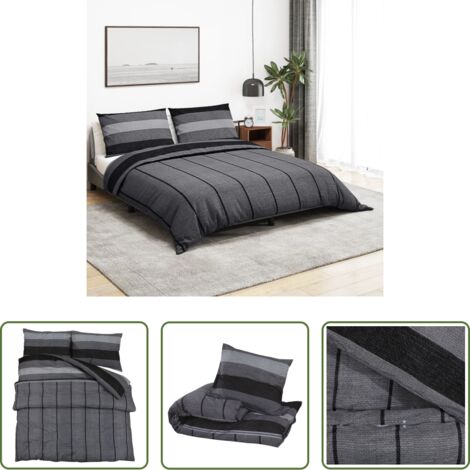 vidaXL Algodón -  Juego de funda nórdica algodón gris oscuro 260x240 cm