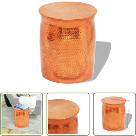 vidaXL Alluminio battuto -  Sgabello/Tavolino Laterale Alluminio Battuto Colore Ottone/Rame
