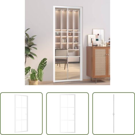 vidaXL Alluminio -  Porta Interna 83x201,5 cm Bianca in Vetro ESG e Alluminio