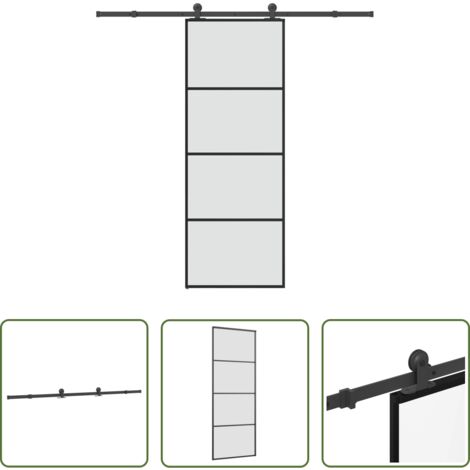 vidaXL Alluminio -  Porta Scorrevole con Ferramenta 76x205cm Vetro ESG Alluminio