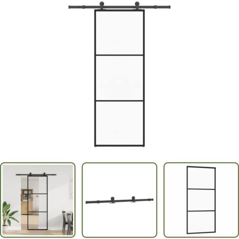 vidaXL Alluminio -  Porta Scorrevole con Ferramenta 76x205cm Vetro ESG Alluminio