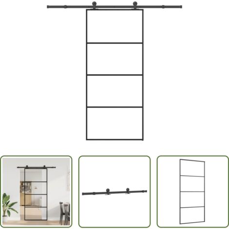 vidaXL Alluminio -  Porta Scorrevole con Ferramenta 90x205cm Vetro ESG Alluminio