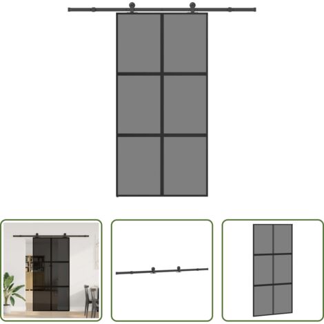 vidaXL Alluminio - Porta Scorrevole con Ferramenta Vetro Temperato Alluminio