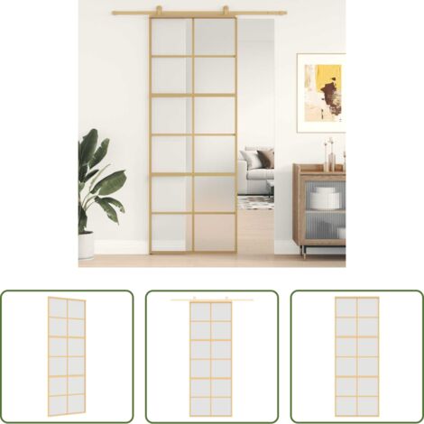 vidaXL Alluminio -  Porta Scorrevole Dorata 76x205 Vetro Smerigliato ESG Alluminio
