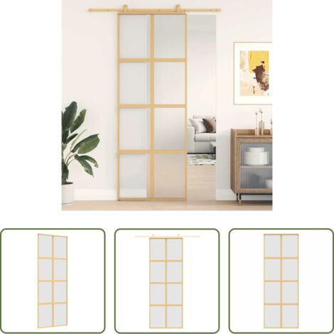 vidaXL Alluminio -  Porta Scorrevole Dorata 76x205 Vetro Smerigliato ESG Alluminio