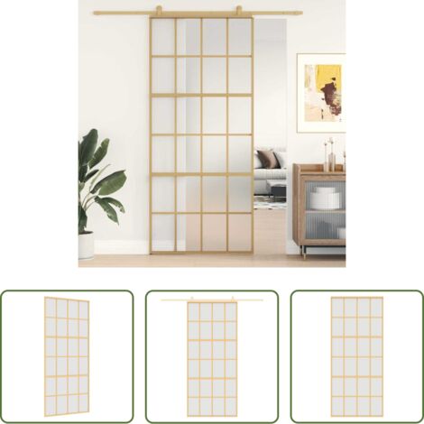 vidaXL Alluminio -  Porta Scorrevole Dorata 90x205 Vetro Smerigliato ESG Alluminio