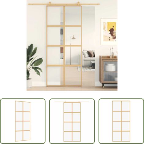 vidaXL Alluminio -  Porta Scorrevole Dorata 90x205 Vetro Trasparente ESG Alluminio
