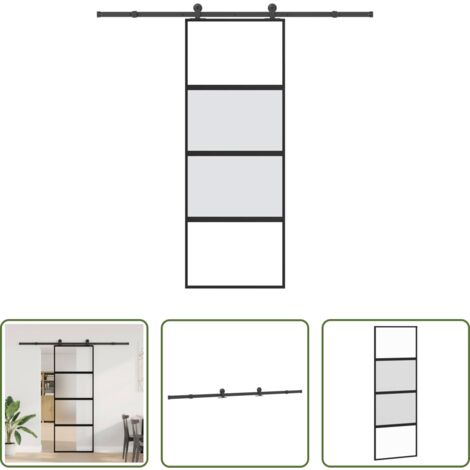 vidaXL Alluminio -  Porta Scorrevole Ferramenta 76x205 cm Vetro Temperato Alluminio