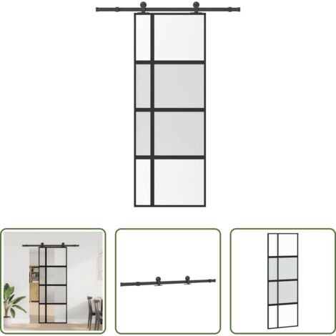 vidaXL Alluminio -  Porta Scorrevole Ferramenta 76x205 cm Vetro Temperato Alluminio