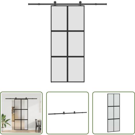 vidaXL Alluminio -  Porta Scorrevole Ferramenta 90x205 cm Vetro Temperato Alluminio