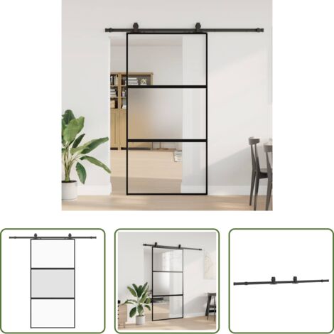 vidaXL Alluminio -  Porta Scorrevole Ferramenta Nera 102,5x205 cm Vetro Temperato