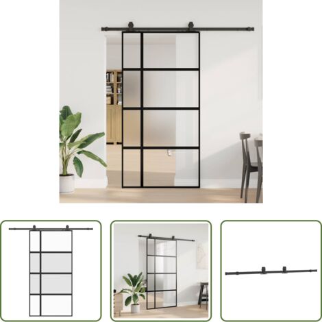 vidaXL Alluminio -  Porta Scorrevole Ferramenta Nera 102,5x205 cm Vetro Temperato