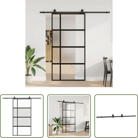 vidaXL Alluminio -  Porta Scorrevole Ferramenta Nera 102,5x205 cm Vetro Temperato