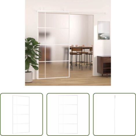 vidaXL Alluminio -  Porta Scorrevole in Vetro ESG e Alluminio 102,5x205 cm Bianca