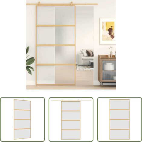 vidaXL Alluminio -  Porta Scorrevole Oro 102,5x205 Vetro Smerigliato ESG Alluminio