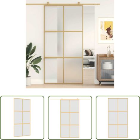 vidaXL Alluminio -  Porta Scorrevole Oro 102,5x205 Vetro Smerigliato ESG Alluminio