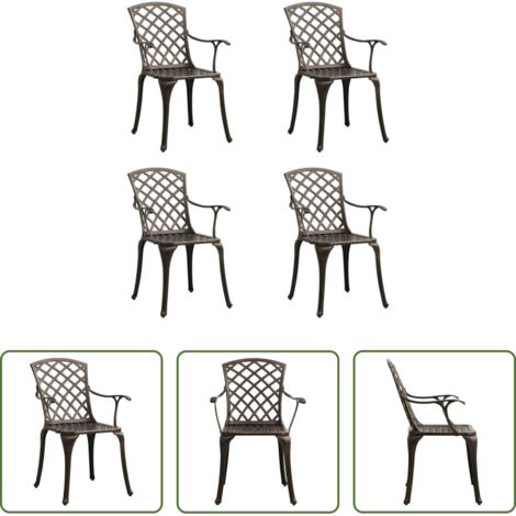 vidaXL Alluminio pressofuso -  Sedie da Giardino 4 pz in Alluminio Pressofuso Bronzo