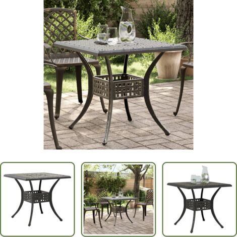 vidaXL Alluminio pressofuso -  Tavolo da Giardino Bronzo 80x80x75 cm in Alluminio Pressofuso