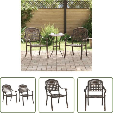 vidaXL Alluminio -  Sedia da Giardino 2 pcs Bronzo 55 x 56,5 x 91cm Alluminio
