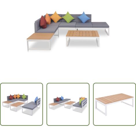 vidaXL Alluminio -  Set Divani da Giardino 4 pz con Cuscini in Alluminio e WPC