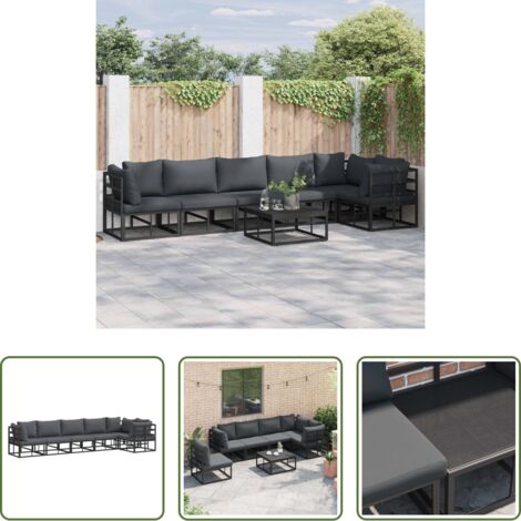 vidaXL Alluminio -  Set Divano da Giardino con cuscino 6 pcs Nero Alluminio