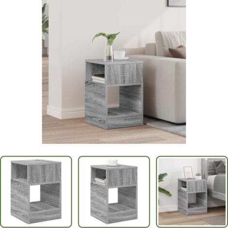 vidaXL Almacenamiento amplio -  Mesa Auxiliar Gris Sonoma 30,5 x 30 x 45 cm