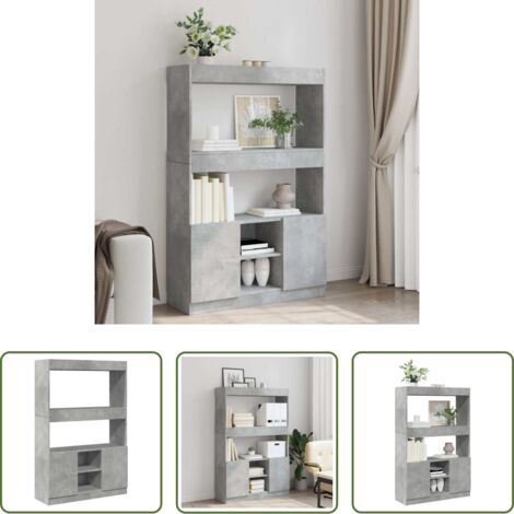 vidaXL Almacenamiento -  Aparador alto madera de ingeniería gris hormigón 92x33x140 cm