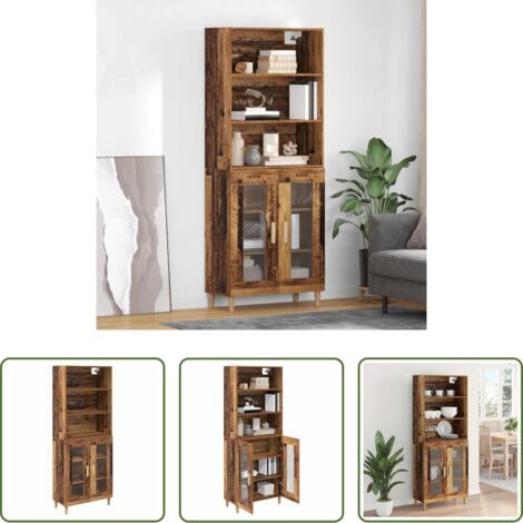 vidaXL Almacenamiento -  Aparador alto Madera envejecida 69,5 x 32,5 x 180 cm