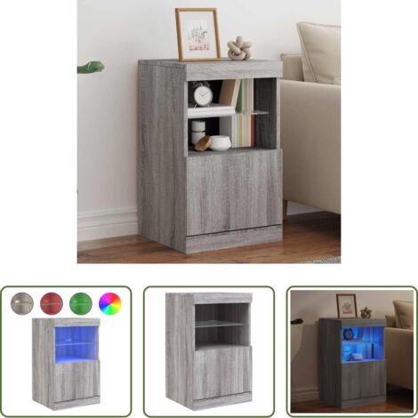 vidaXL Almacenamiento -  Aparador con luces LED gris Sonoma 41x37x67 cm