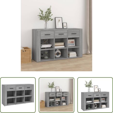vidaXL Almacenamiento -  Aparador de madera contrachapada gris Sonoma 100x30x59,5 cm