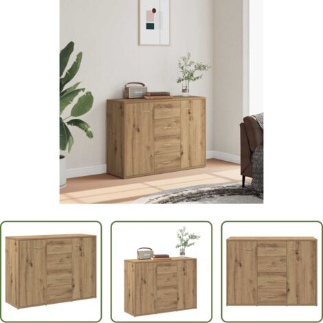 vidaXL Almacenamiento -  Aparador de madera de ingeniería roble artisan 88x30x64 cm