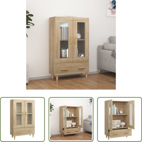 vidaXL Almacenamiento -  Aparador madera contrachapada color roble Sonoma 70x31x115 cm
