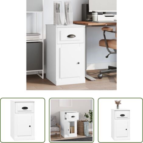vidaXL Almacenamiento -  Armario auxiliar cajón madera contrachapada blanco 40x50x75 cm