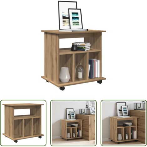 vidaXL Almacenamiento -  Armario con ruedas madera ingeniería roble artisan 60x45x60 cm