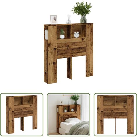 vidaXL Almacenamiento -  Cabecero armario madera ingeniería envejecida 100x18,5x102,5 cm