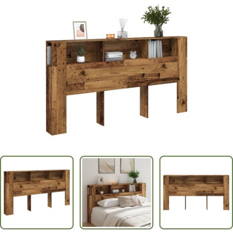 vidaXL Almacenamiento -  Cabecero armario madera ingeniería envejecida 200x18,5x102,5 cm
