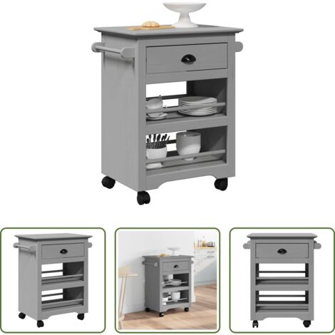vidaXL Almacenamiento -  Carrito de cocina BODO gris 67,5x45x80 cm
