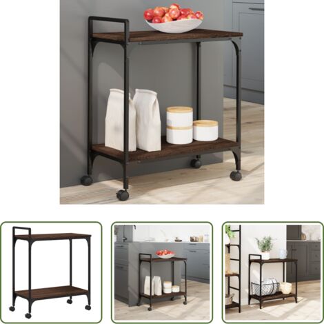 vidaXL Almacenamiento -  Carrito de cocina madera ingeniería marrón roble 60,5x31x72,5cm