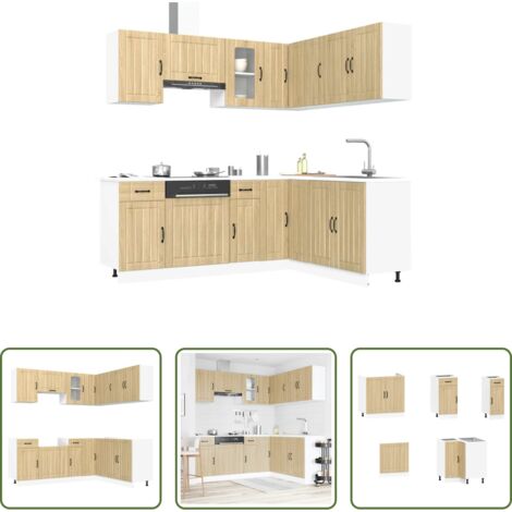 vidaXL Almacenamiento cocina -  Mueble cocina Kalmar roble sonoma 11 pzas madera contrachapada