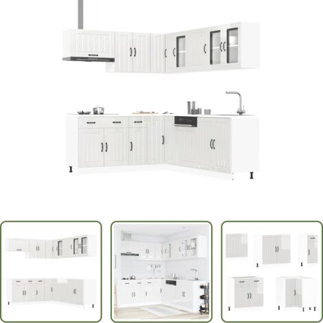 vidaXL Almacenamiento cocina -  Mueble cocina Lucca blanco brillo 11 pzas madera contrachapada
