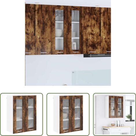 vidaXL Almacenamiento cocina -  Mueble colgante con puerta Roble ahumado 60 x 31 x 80 cm