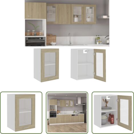 vidaXL Almacenamiento cocina -  Vitrina colgante "Lyon" roble Sonoma 40x31x60 cm madera de ingeniería