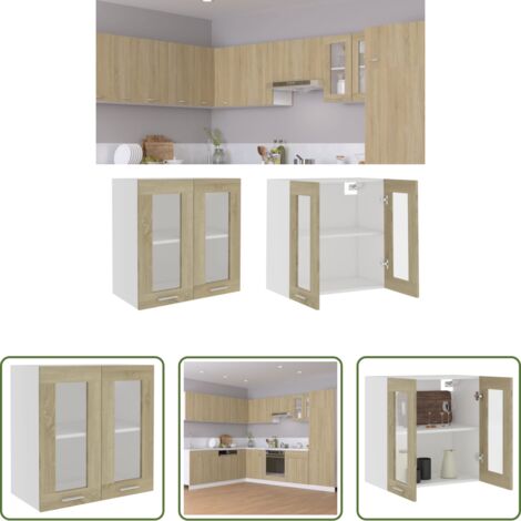 vidaXL Almacenamiento cocina -  Vitrina colgante "Lyon" roble Sonoma 60x31x60 cm madera de ingeniería