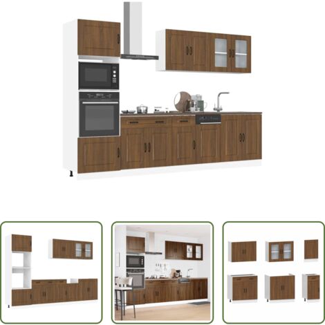 vidaXL Almacenamiento -  Conjunto de armarios de cocina de 7 piezas "Kalmar" de en madera de ingeniería de roble marrón