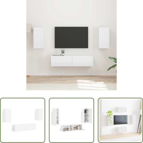 vidaXL Almacenamiento -  Conjunto de mueble de TV 4 pcs brillante Madera de ingeniería
